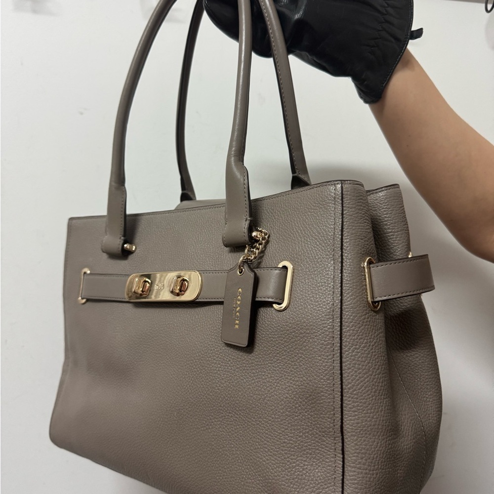 Coach Taupe Leather Tote Bag - Picture 3 of 7